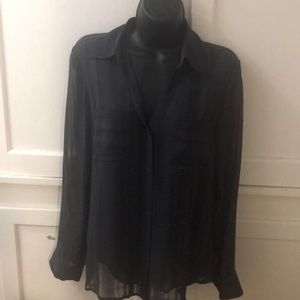 Express Sheer Striped Gray Portofino shirt